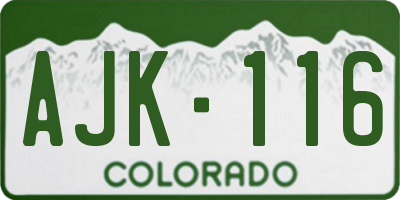 CO license plate AJK116
