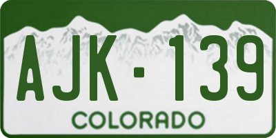 CO license plate AJK139