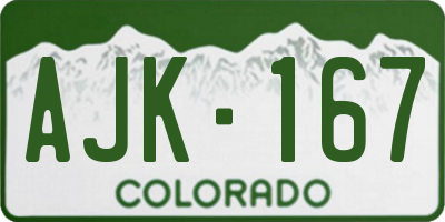 CO license plate AJK167
