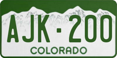 CO license plate AJK200