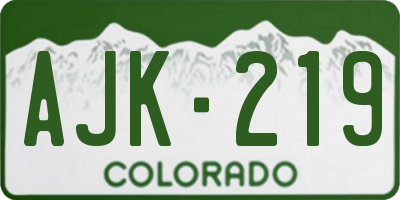 CO license plate AJK219