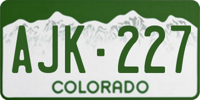 CO license plate AJK227