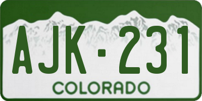 CO license plate AJK231