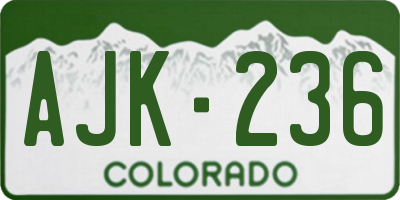 CO license plate AJK236