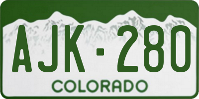CO license plate AJK280