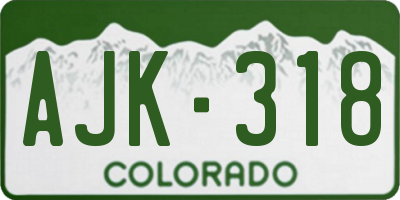 CO license plate AJK318