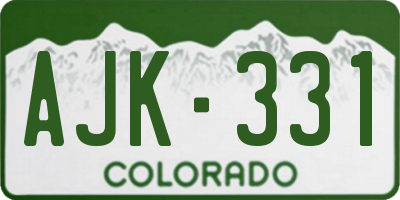 CO license plate AJK331