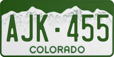 CO license plate AJK455