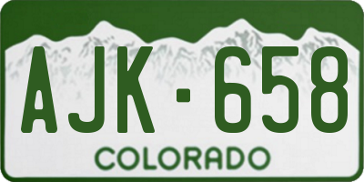 CO license plate AJK658