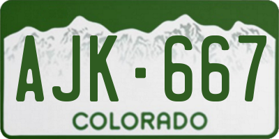 CO license plate AJK667