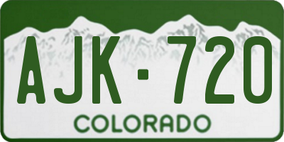 CO license plate AJK720