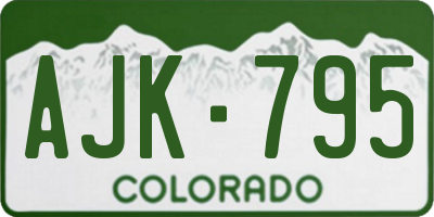 CO license plate AJK795