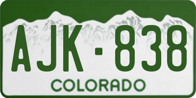 CO license plate AJK838