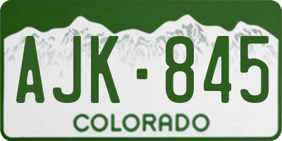 CO license plate AJK845