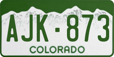 CO license plate AJK873