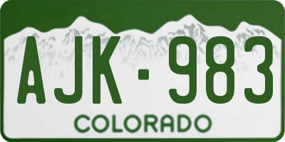 CO license plate AJK983