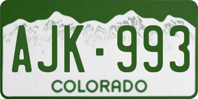 CO license plate AJK993