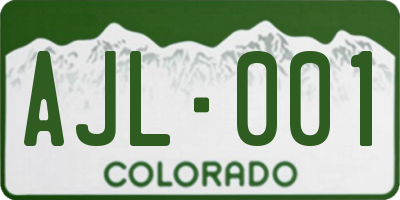 CO license plate AJL001
