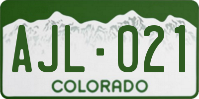 CO license plate AJL021