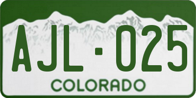 CO license plate AJL025