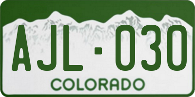 CO license plate AJL030