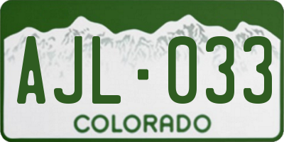 CO license plate AJL033