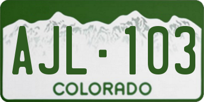 CO license plate AJL103