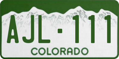 CO license plate AJL111