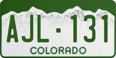 CO license plate AJL131