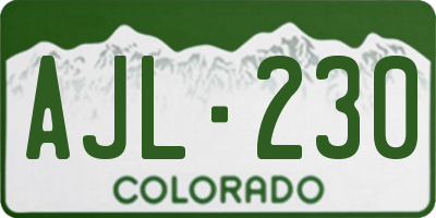 CO license plate AJL230