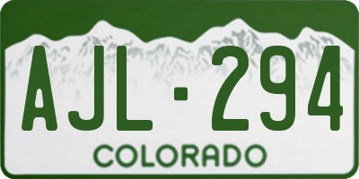 CO license plate AJL294