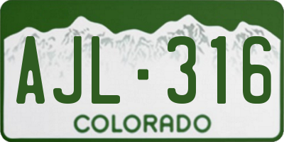 CO license plate AJL316