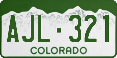 CO license plate AJL321