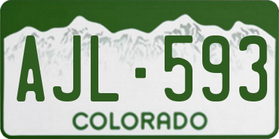 CO license plate AJL593