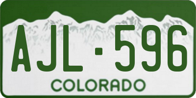 CO license plate AJL596