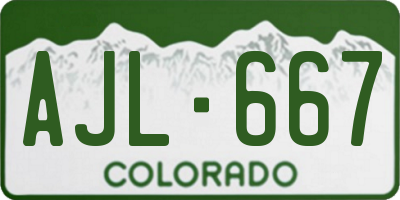 CO license plate AJL667