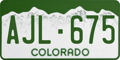 CO license plate AJL675