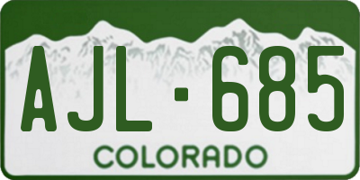 CO license plate AJL685