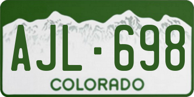 CO license plate AJL698