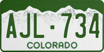 CO license plate AJL734