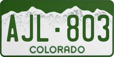 CO license plate AJL803