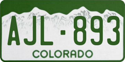 CO license plate AJL893