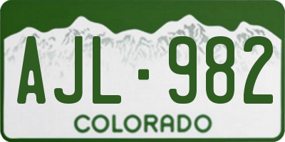 CO license plate AJL982