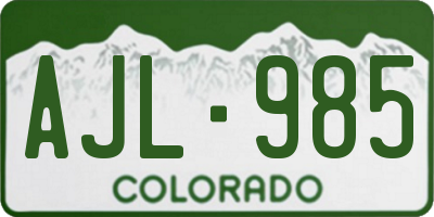 CO license plate AJL985
