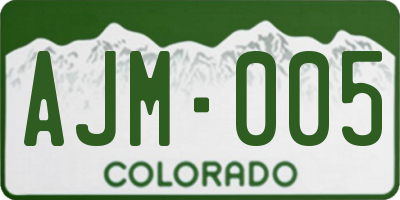 CO license plate AJM005