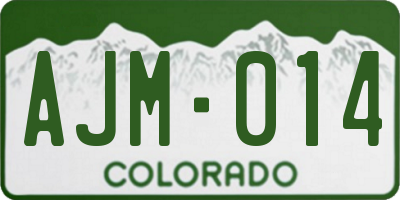 CO license plate AJM014