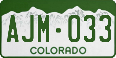 CO license plate AJM033
