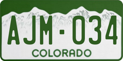 CO license plate AJM034