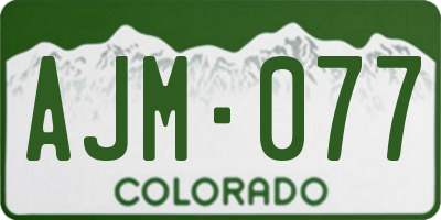 CO license plate AJM077