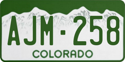 CO license plate AJM258